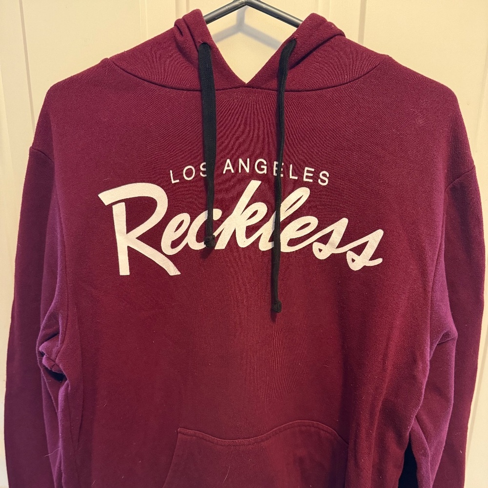 Men's Young and Reckless Los Angeles Reckless Hoodie, Maroon, Large